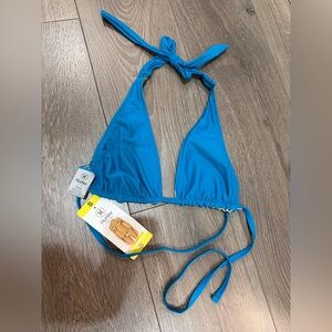 Hurley reversible bikini top in a tropical design or plain teal size small